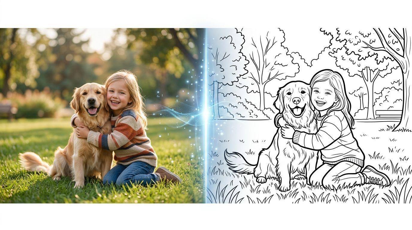 A customer photo turned into a printable coloring page