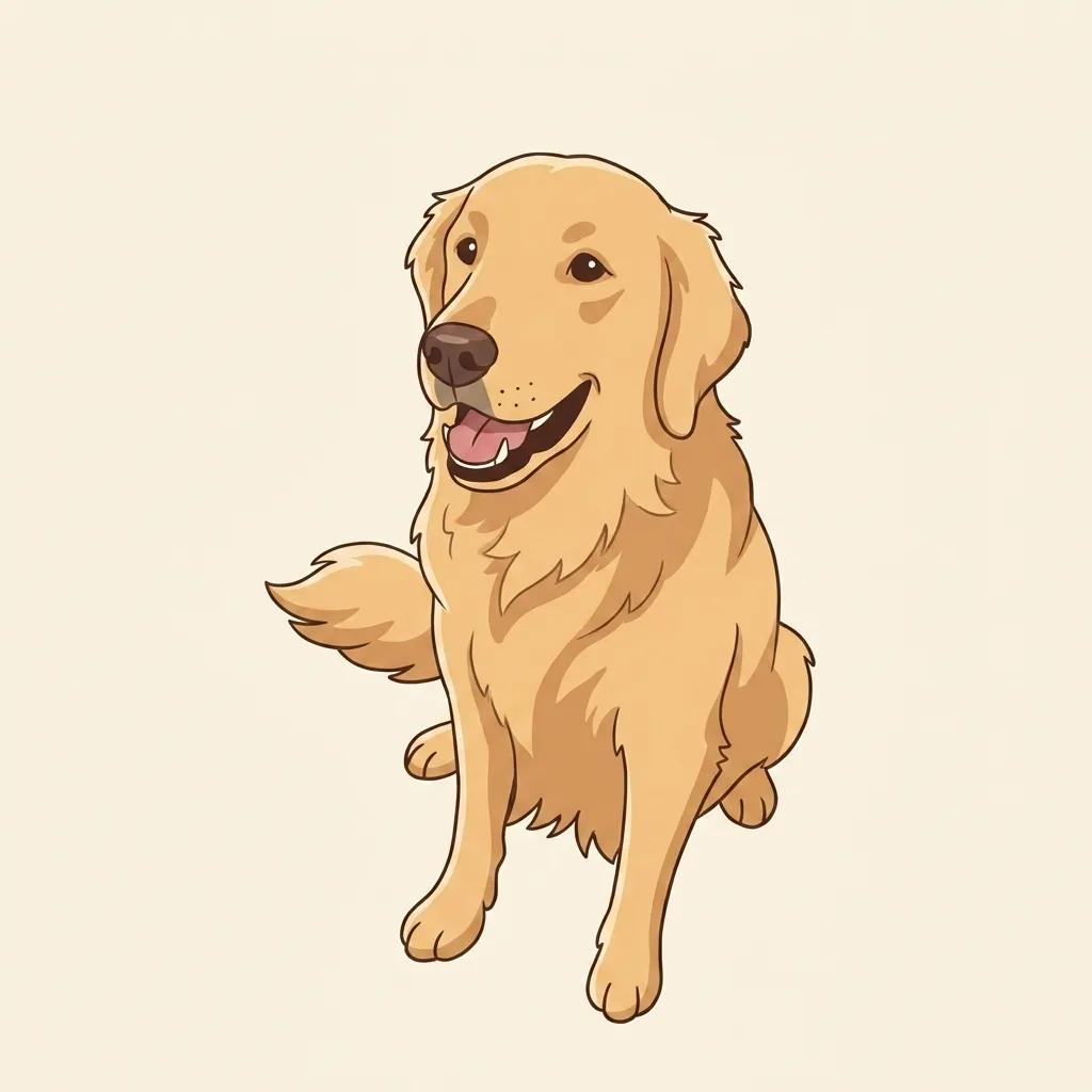 A cartoon illustration of a golden retriever