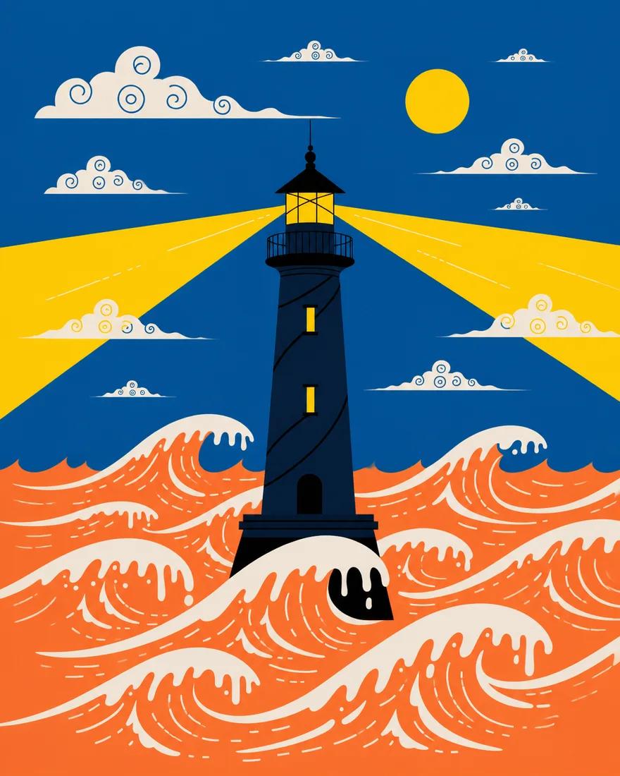 Lighthouse Stormy Seas, TrendTailor's 4:5 version