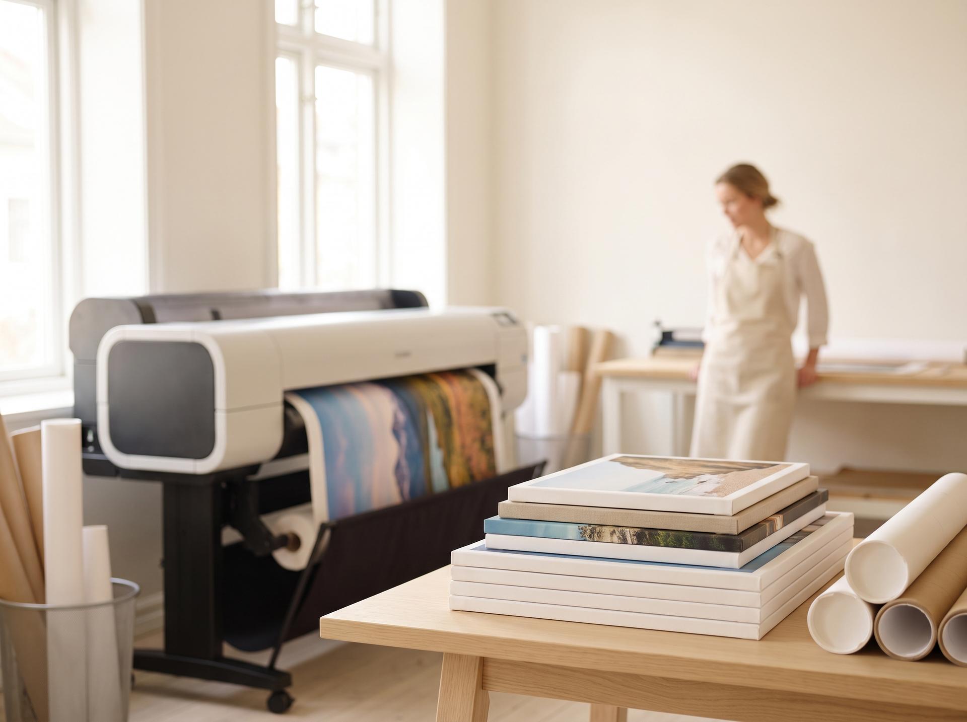 A modern print shop producing premium personalized wall-art and framed prints