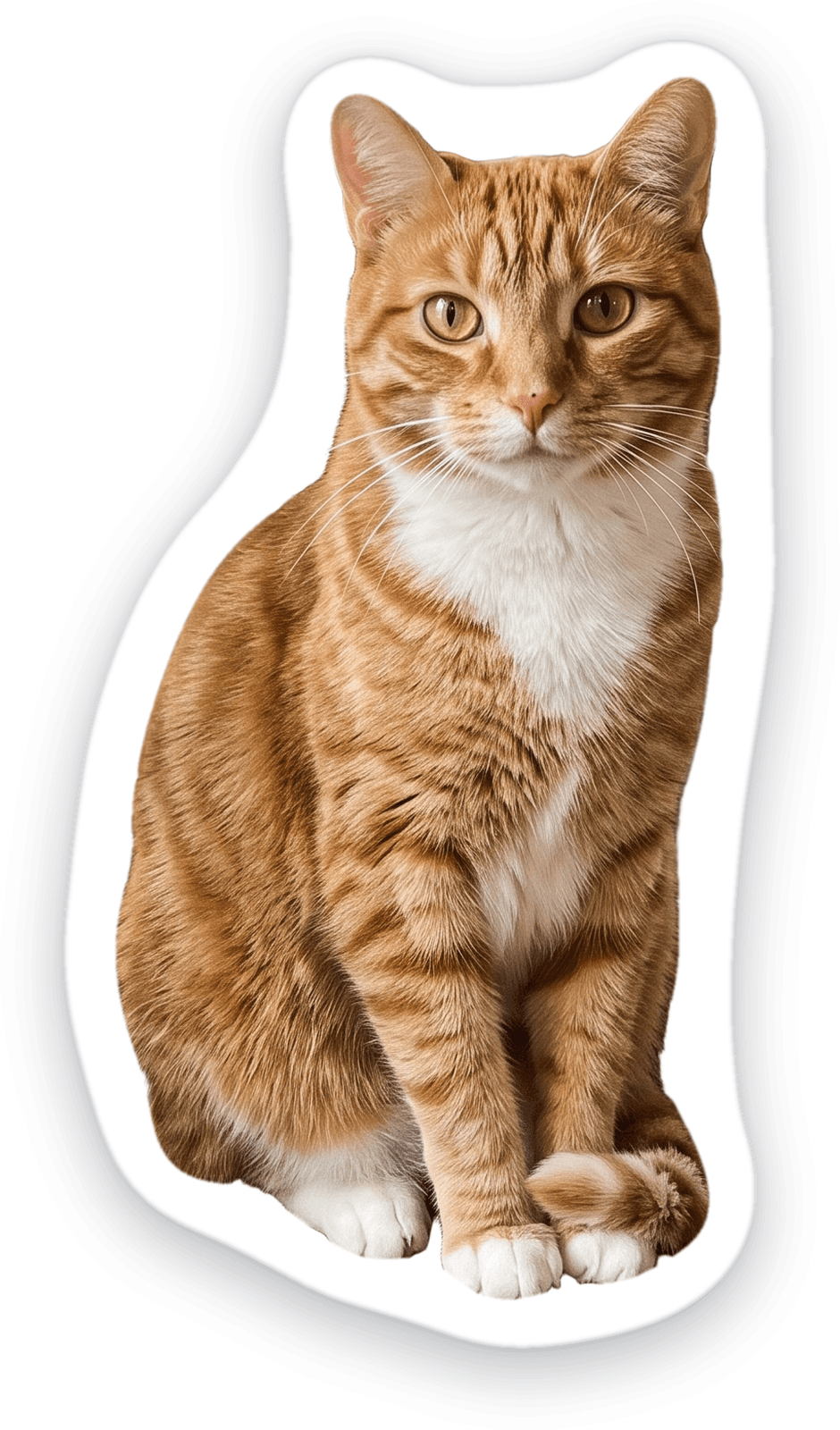 Die-cut photo sticker of a ginger cat