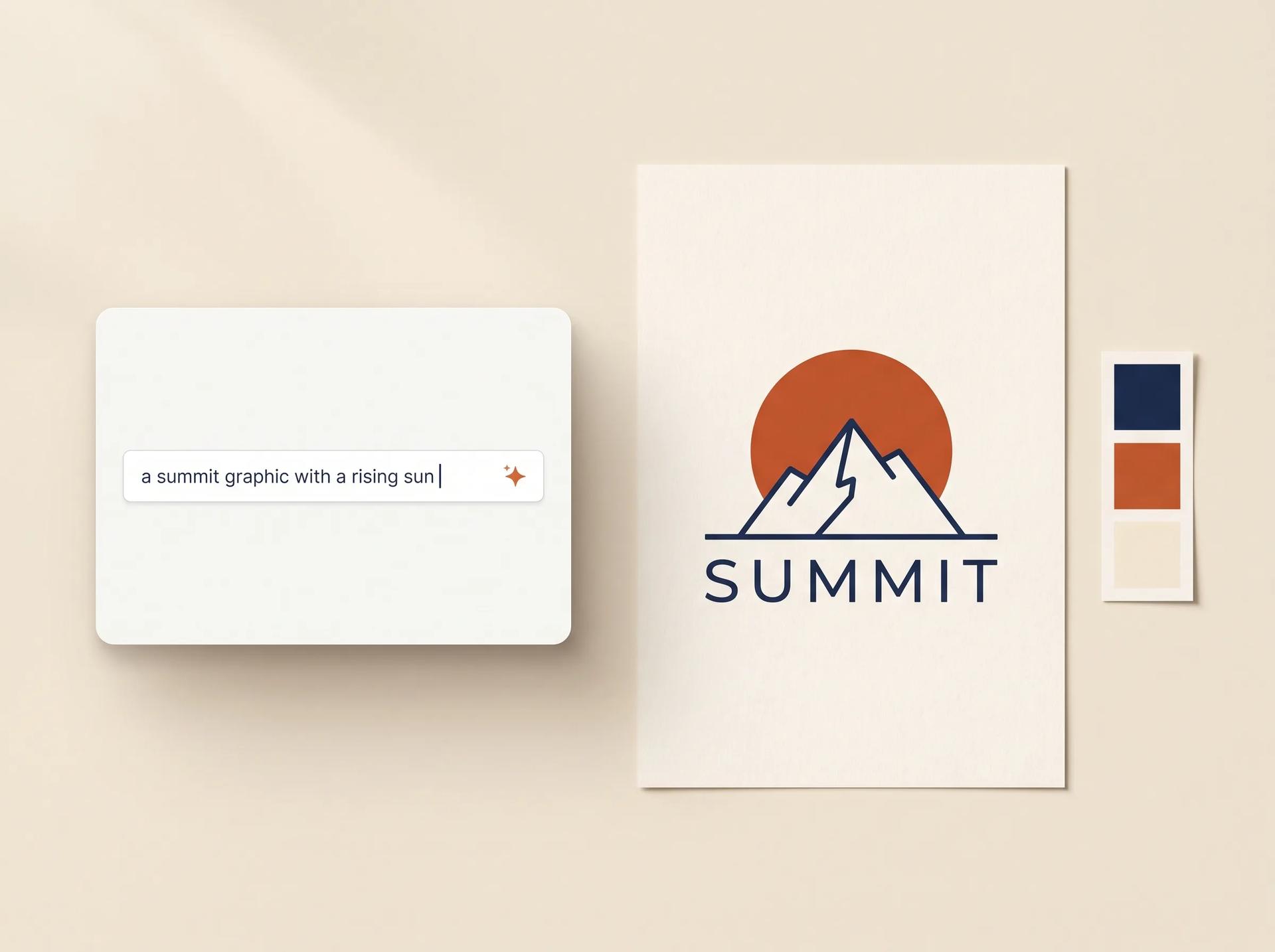 A clean stylized mountain SUMMIT graphic ready to print on garments