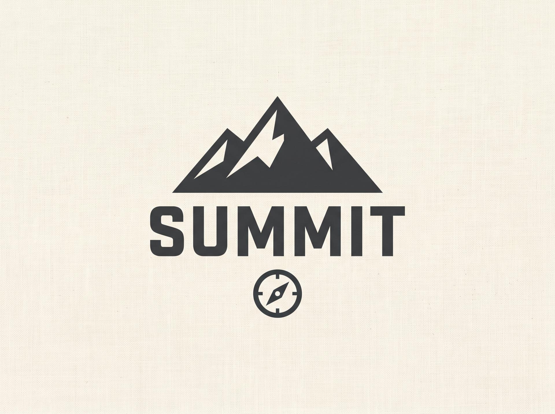A clean stylized mountain SUMMIT graphic ready to print on garments