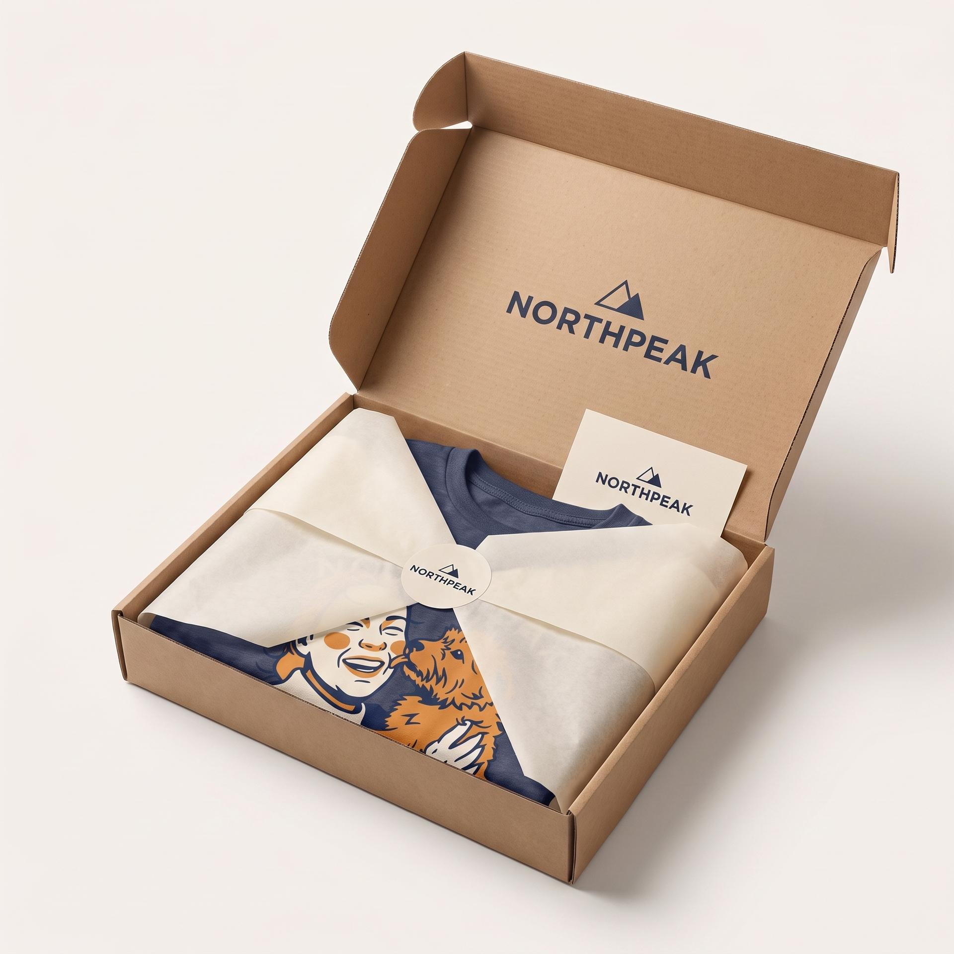 The finished branded print boxed in tasteful packaging, ready to ship